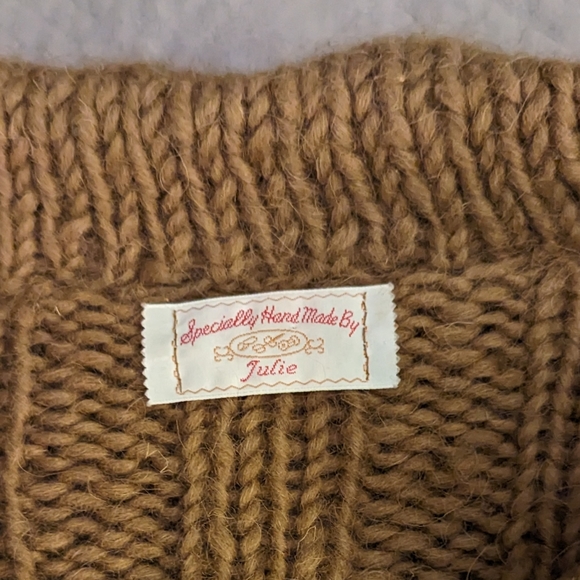 Vintage All Wool Handmade Fringed Cardigan Sweater - Picture 3 of 6